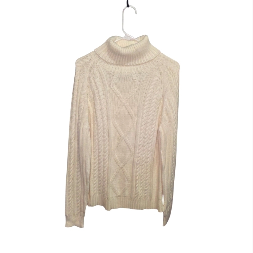 Isaac Mizrahi For Target Ivory Cable Knit Turtle Neck Sweater